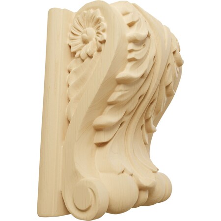 Ekena Millwork 5"W x 3"D x 6 1/2"H Large Acanthus Block w/ Backplate Wood Corbel, Alder CORW05X03X07ABAL